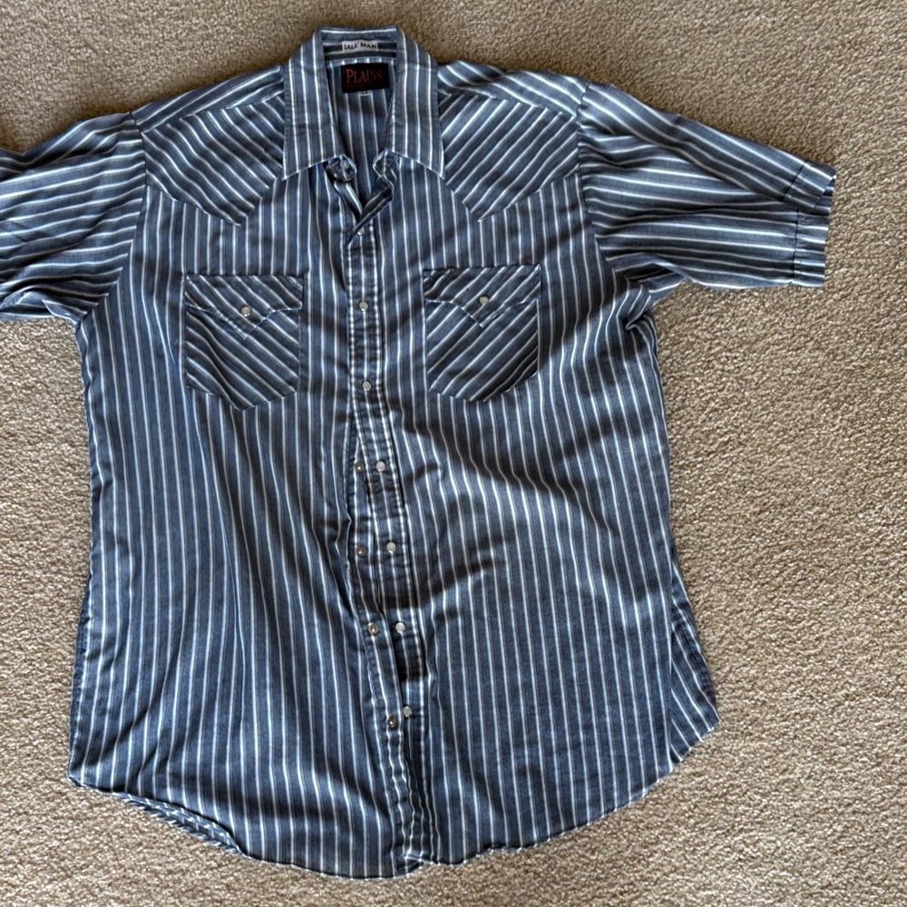 Plaid Blue Striped Men's Casual Shirt